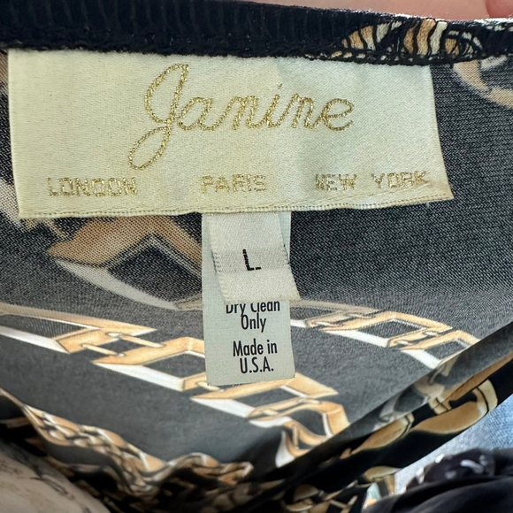 VTG Janine Size L Faux Wrap Dress Chain link Midi Couture Cocktail Gala Sheath - Picture 10 of 10